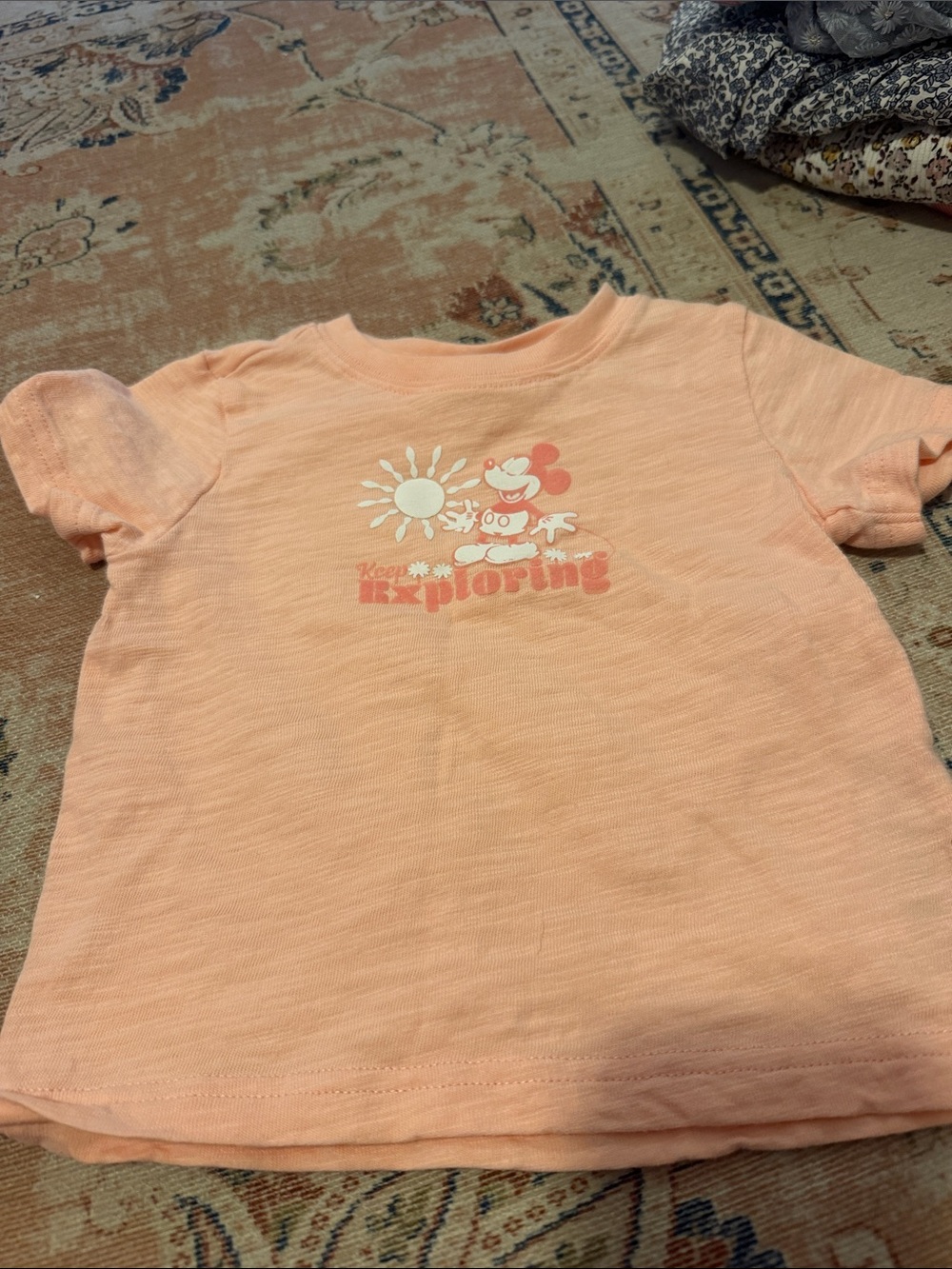 Disney Peach Short Sleeve Tee with Character Sun Graphic